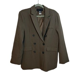 Know One Cares Olive Green Oversized Stretch Three Button Blazer